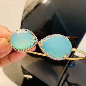 Peru Chalcedony CZ 925 Sterling Silver Bangle